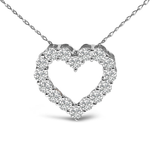 Bids.com 14K White Gold 1/2 Carat Lab Grown Diamond Heart Shape Pendant Necklace Necklaces