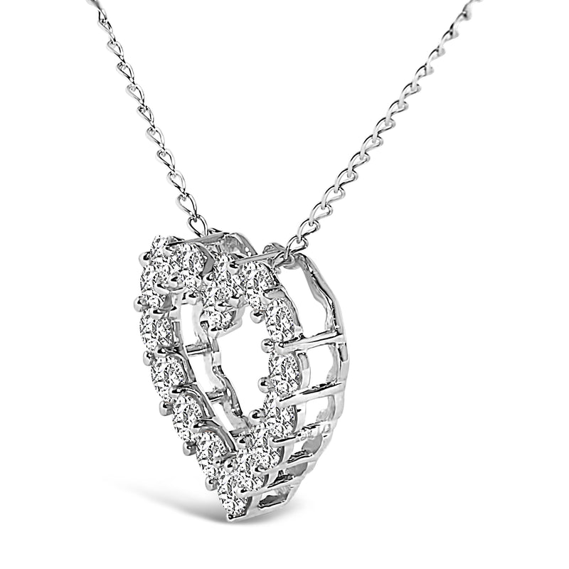 Bids.com 14K White Gold 1/2 Carat Lab Grown Diamond Heart Shape Pendant Necklace Necklaces