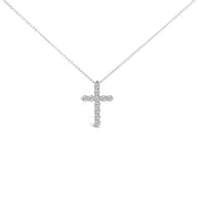 Bids.com 14K White Gold 1/2 Cttw Lab Grown Diamond 11 Stone Cross Pendant Necklace Necklaces
