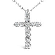 Bids.com 14K White Gold 1/2 Cttw Lab Grown Diamond 11 Stone Cross Pendant Necklace Necklaces