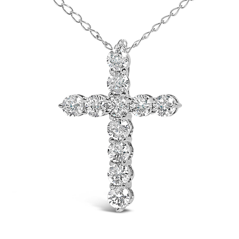 Bids.com 14K White Gold 1/2 Cttw Lab Grown Diamond 11 Stone Cross Pendant Necklace Necklaces