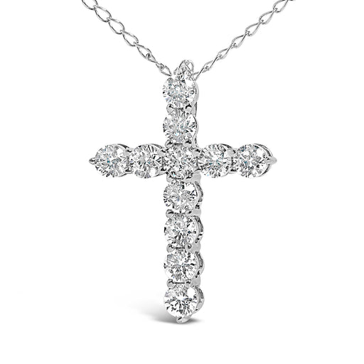Bids.com 14K White Gold 1/2 Cttw Lab Grown Diamond 11 Stone Cross Pendant Necklace Necklaces