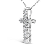 Bids.com 14K White Gold 1/2 Cttw Lab Grown Diamond 11 Stone Cross Pendant Necklace Necklaces