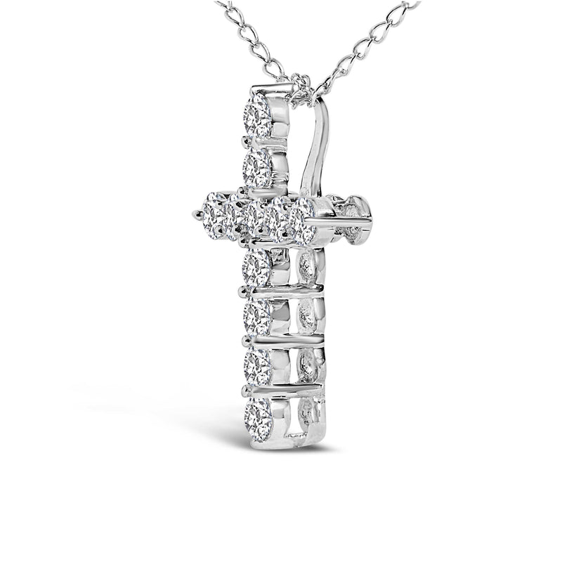 Bids.com 14K White Gold 1/2 Cttw Lab Grown Diamond 11 Stone Cross Pendant Necklace Necklaces