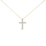 Bids.com 14K White Gold 1/2 Cttw Lab Grown Diamond 11 Stone Cross Pendant Necklace Necklaces