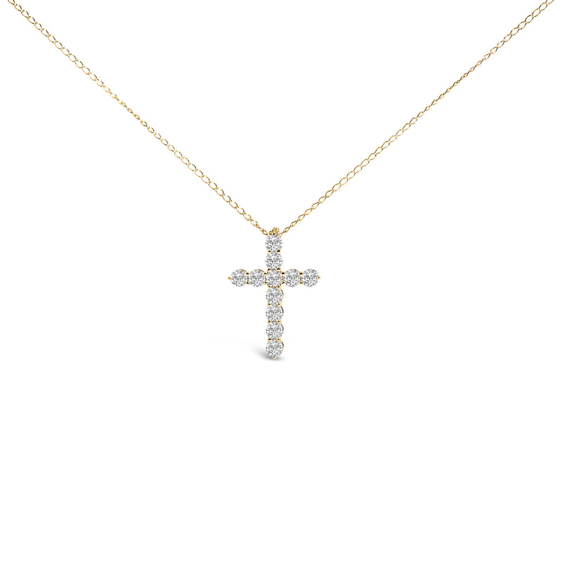 Bids.com 14K White Gold 1/2 Cttw Lab Grown Diamond 11 Stone Cross Pendant Necklace Necklaces