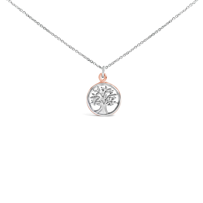 Bids.com 14K Rose Gold Plated Sterling Silver Diamond Accent Tree of Life Pendant Necklace Necklaces