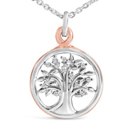 Bids.com 14K Rose Gold Plated Sterling Silver Diamond Accent Tree of Life Pendant Necklace Necklaces
