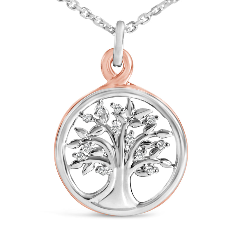 Bids.com 14K Rose Gold Plated Sterling Silver Diamond Accent Tree of Life Pendant Necklace Necklaces