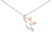 Bids.com 14K Rose Gold Plated Sterling Silver 1/10 Cttw Diamond Angel Pendant Necklace Necklaces