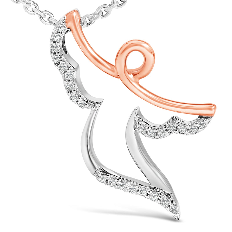 Bids.com 14K Rose Gold Plated Sterling Silver 1/10 Cttw Diamond Angel Pendant Necklace Necklaces