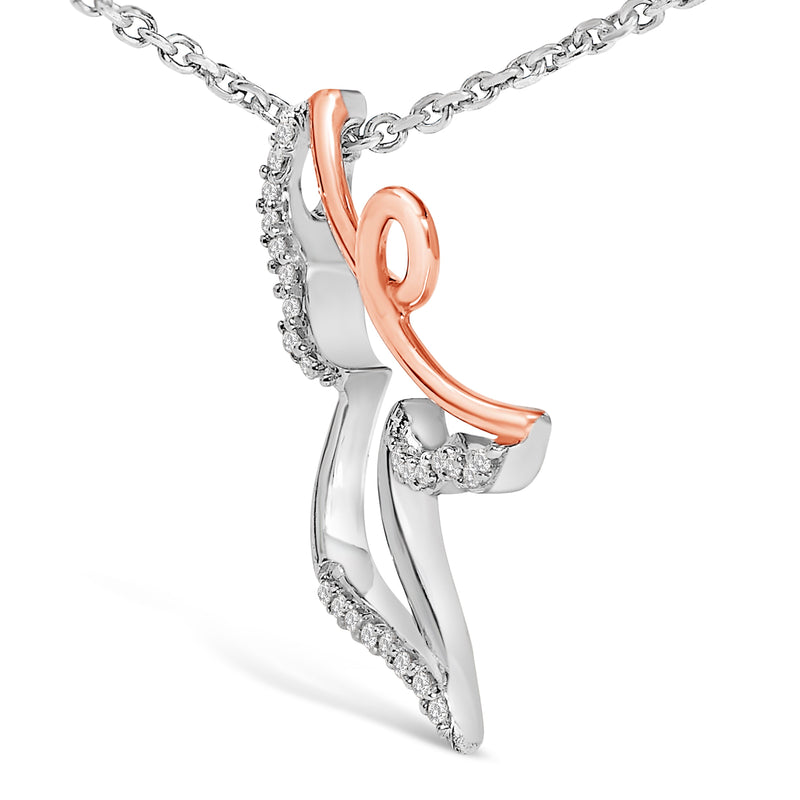 Bids.com 14K Rose Gold Plated Sterling Silver 1/10 Cttw Diamond Angel Pendant Necklace Necklaces