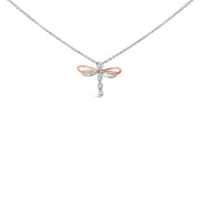 Bids.com 14K Rose Gold Plated Sterling Silver 1/10 Cttw Diamond Dragonfly Pendant Necklace Necklaces