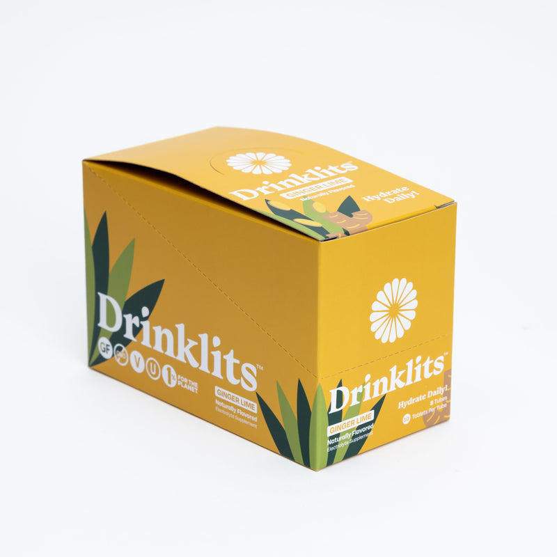 Drinklits GINGER-LIME Electrolyte Tablets for Daily Hydration (8 Tubes, 80 Servings) Hydration Electrolyte Tablets