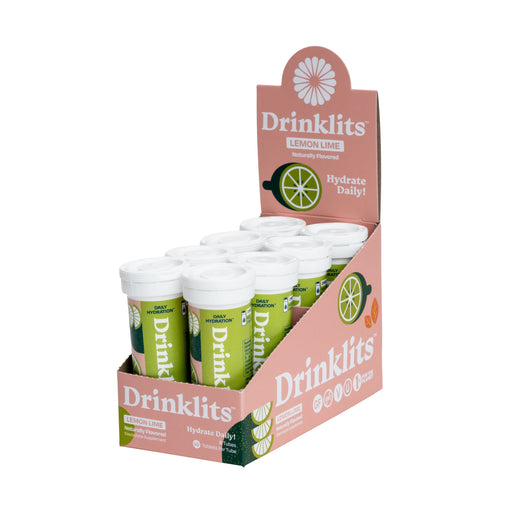 Drinklits LEMON-LIME Electrolyte Tablets for Daily Hydration (8 Tubes, 80 Servings) Hydration Electrolyte Tablets