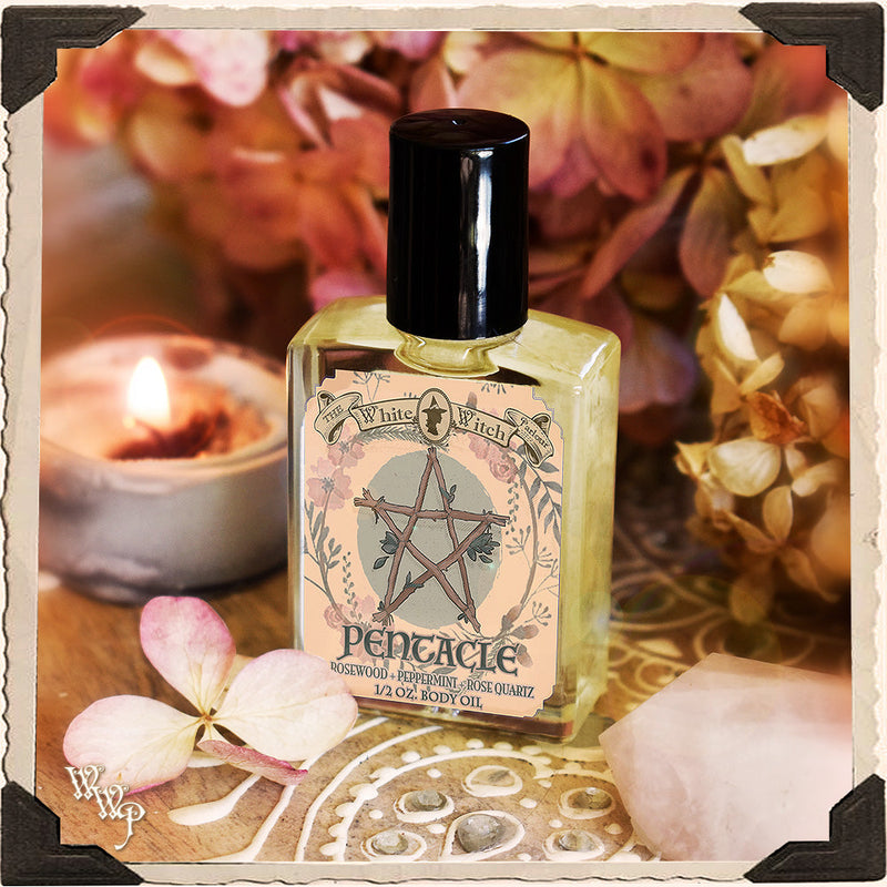WhiteWitchParlour.com PENTACLE BODY OIL. 1/2 oz. Body Oil For Attuning Back to Self & Elements. incense & aromas
