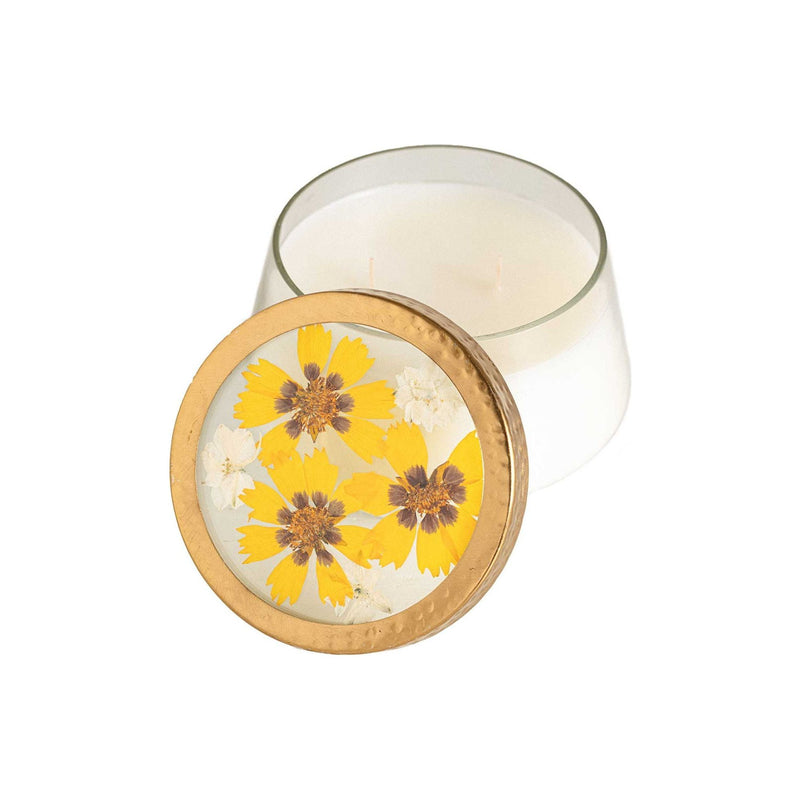 Rosy Rings Honey Tobacco Large Pressed Floral Candle Pressed Floral Candles