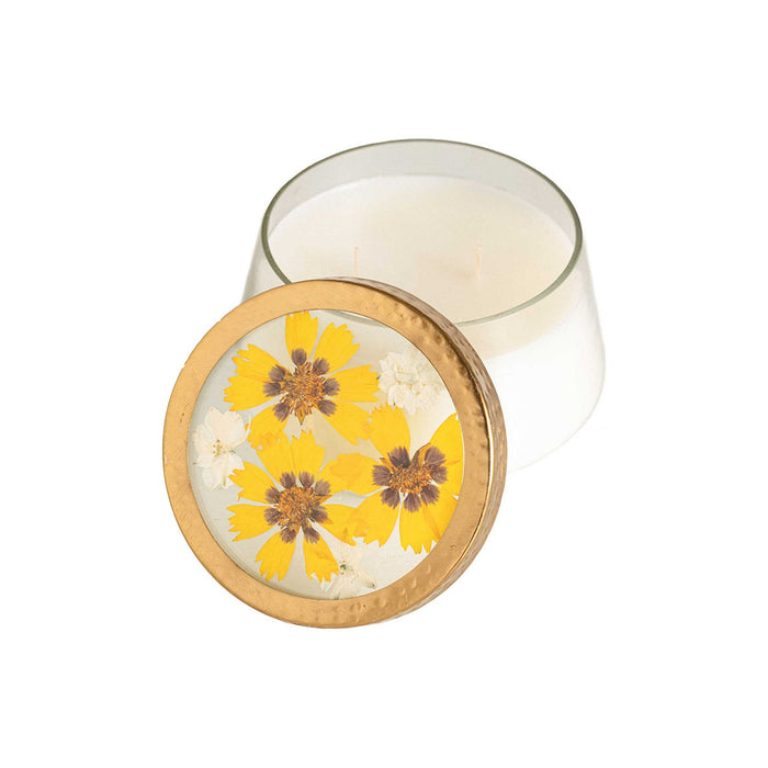 Honey Tobacco Large Pressed Floral Candle