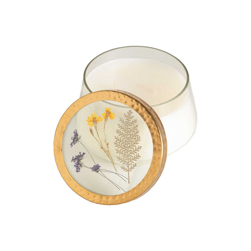 Rosy Rings Roman Lavender Large Pressed Floral Candle Pressed Floral Candles