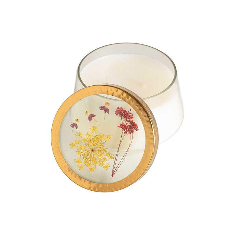 Rosy Rings Spicy Apple Large Pressed Floral Candle Pressed Floral Candles