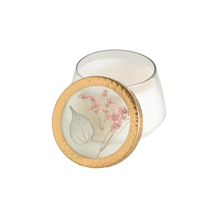 Apricot Rose Medium Pressed Floral Candle