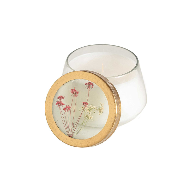 Rosy Rings Spicy Apple Medium Pressed Floral Candle Pressed Floral Candles