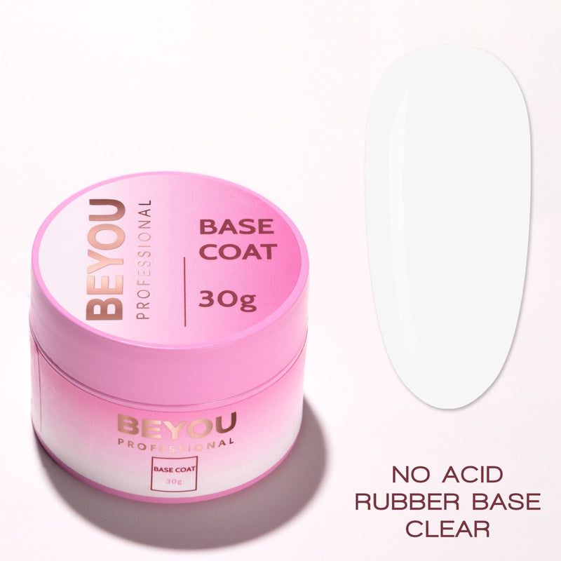 nbmsupply BEYOU Professional Rubber Base Coat No Acid Base Clear 30ml BRBC0330