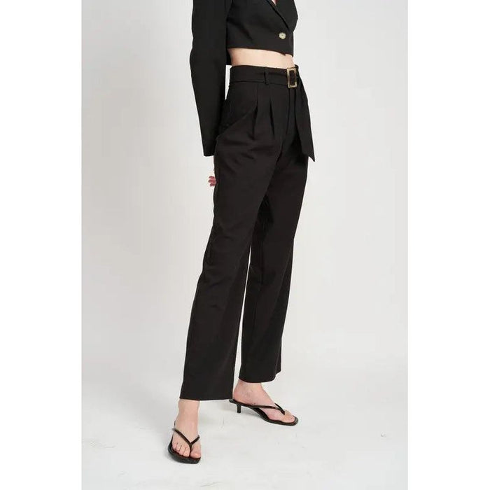 Pleated Side Leg Pants With Belt