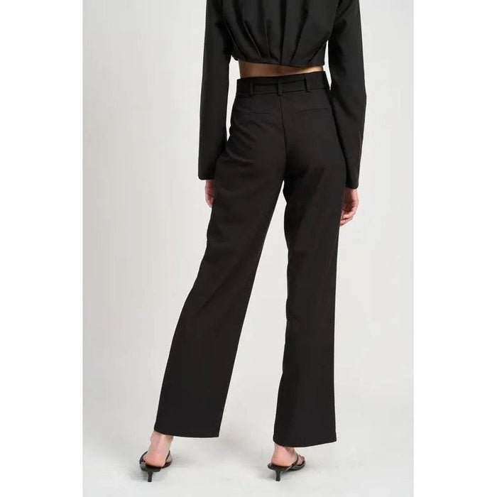 Pleated Side Leg Pants With Belt