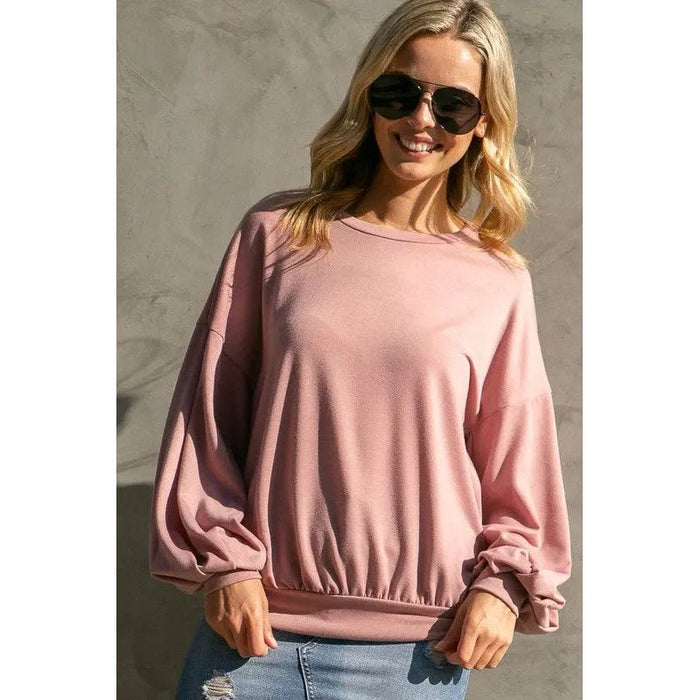 Plus Big Puffy Sleeves Sweatshirt