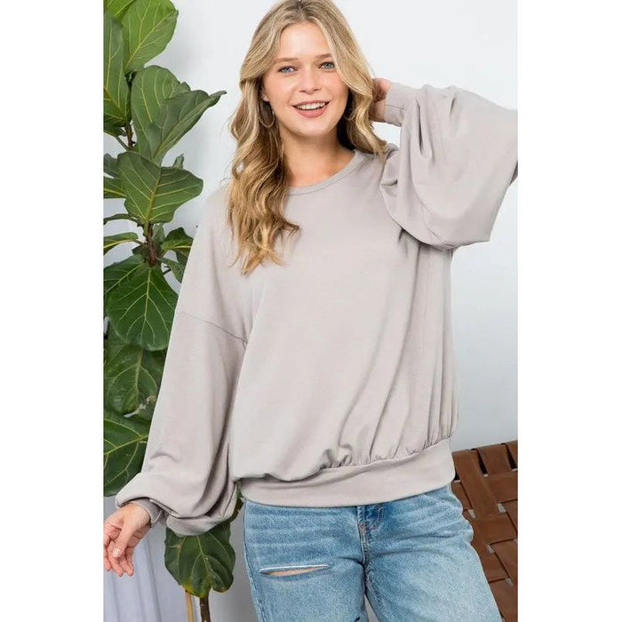 Plus Big Puffy Sleeves Sweatshirt