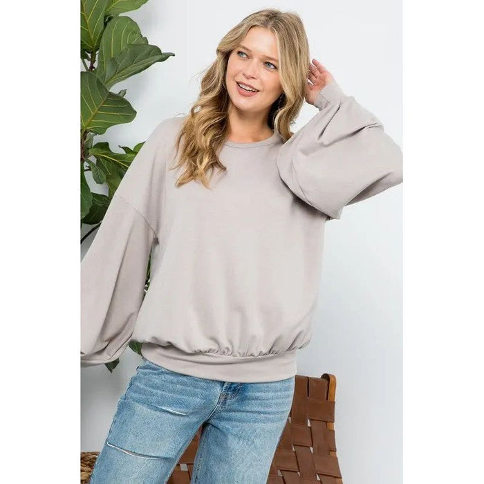 Plus Big Puffy Sleeves Sweatshirt