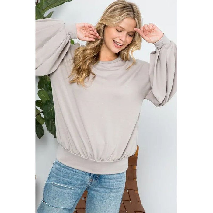 Plus Big Puffy Sleeves Sweatshirt