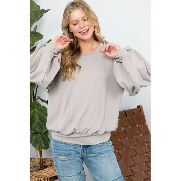 Plus Big Puffy Sleeves Sweatshirt