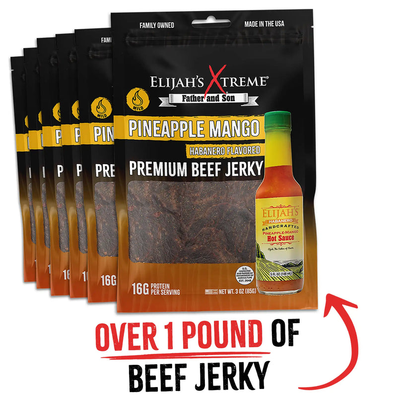 Elijah's Xtreme Pineapple-Mango Habanero Beef Jerky - 6 bags (1lb) Beef Jerky
