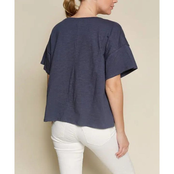 Pocket Oversize V Neck