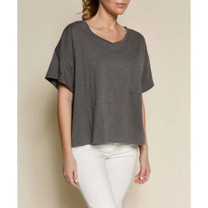 Pocket Oversize V Neck