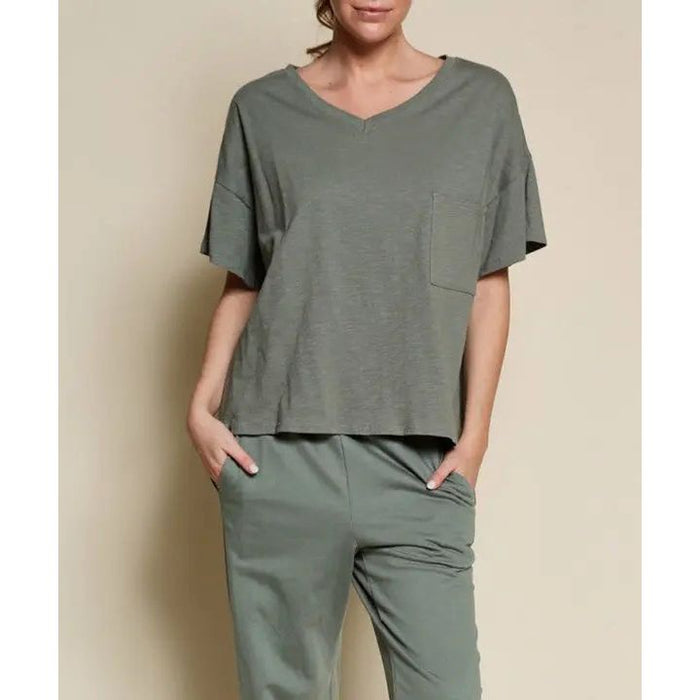 Pocket Oversize V Neck