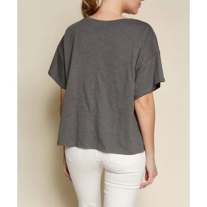 Pocket Oversize V Neck