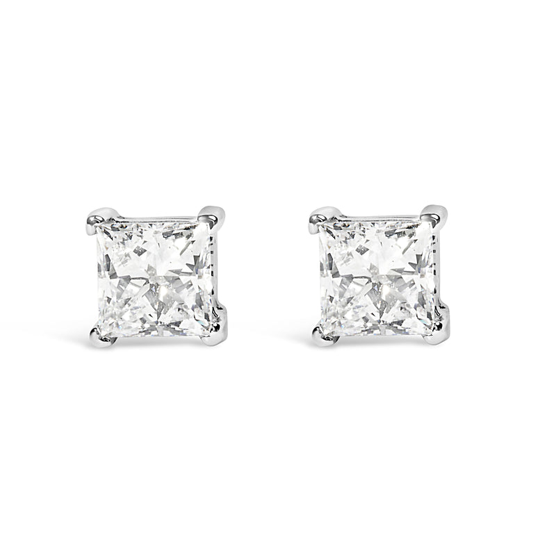 Bids.com 14K White Gold 3/8 Cttw Lab Grown Princess-Cut Diamond 4-Prong Solitaire Stud Earrings (VS1-VS2 Clarity, F-G Color) Earrings