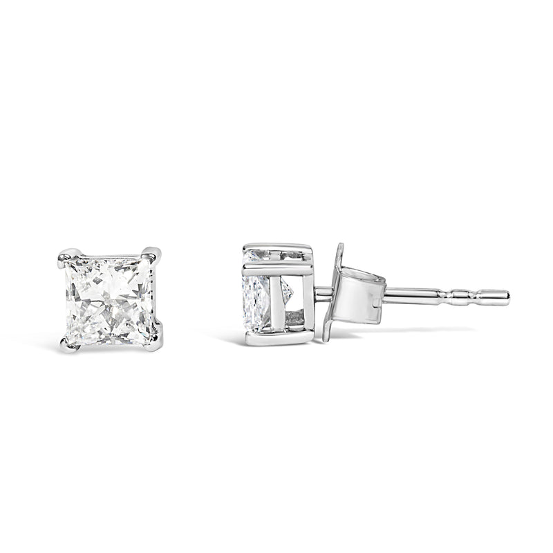 Bids.com 14K White Gold 3/8 Cttw Lab Grown Princess-Cut Diamond 4-Prong Solitaire Stud Earrings (VS1-VS2 Clarity, F-G Color) Earrings