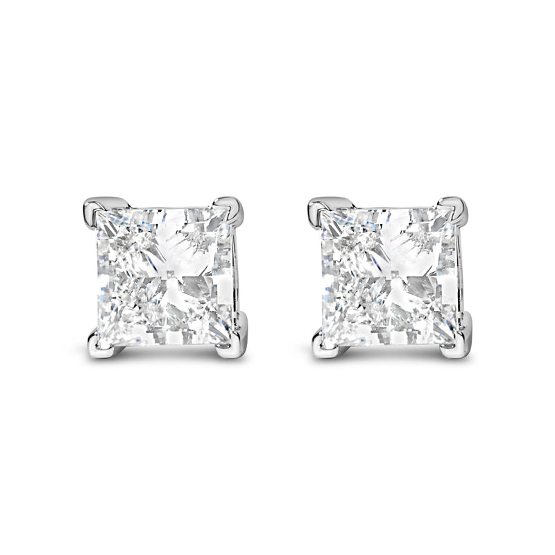 Bids.com 14K White Gold 1.0 Cttw Princess Cut Lab Grown Diamond Solitaire Stud Earrings (F-G Color, VS2-SI1 Clarity) Earrings