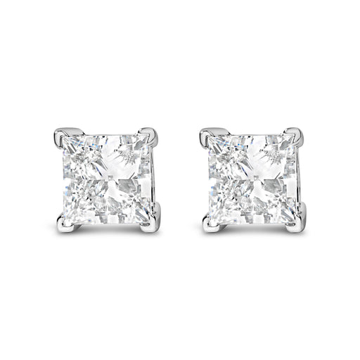 Bids.com 14K White Gold 1.0 Cttw Princess Cut Lab Grown Diamond Solitaire Stud Earrings (F-G Color, VS2-SI1 Clarity) Earrings
