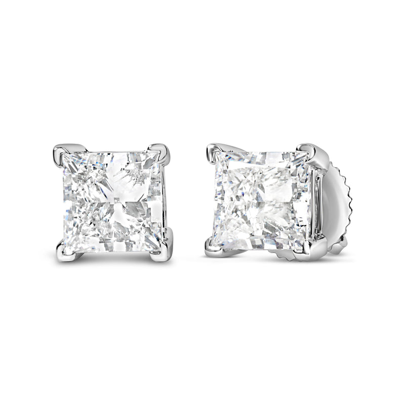 Bids.com 14K White Gold 1.0 Cttw Princess Cut Lab Grown Diamond Solitaire Stud Earrings (F-G Color, VS2-SI1 Clarity) Earrings