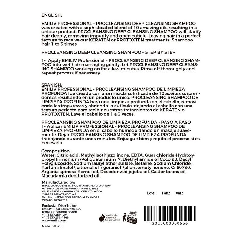 Emiliv Professional Emiliv Professional - PROCLEANSING - Deep Cleansing Shampoo 500 ml / 16.9 fl. oz. Shampoo