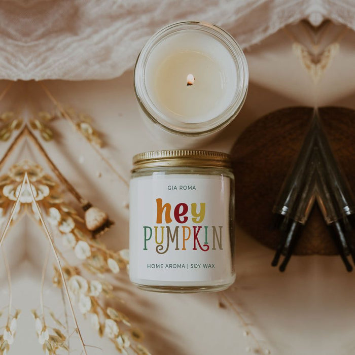 Hey Pumpkin Baked Pumpkin Pie Candle with Gold Lid