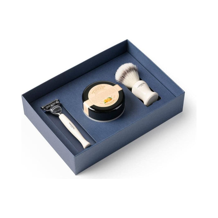 Mondial 3-Piece Wet Shaving Set: 'Baylis' Ivory Resin with Mandarin & Spices PE-00-MS-BAY1