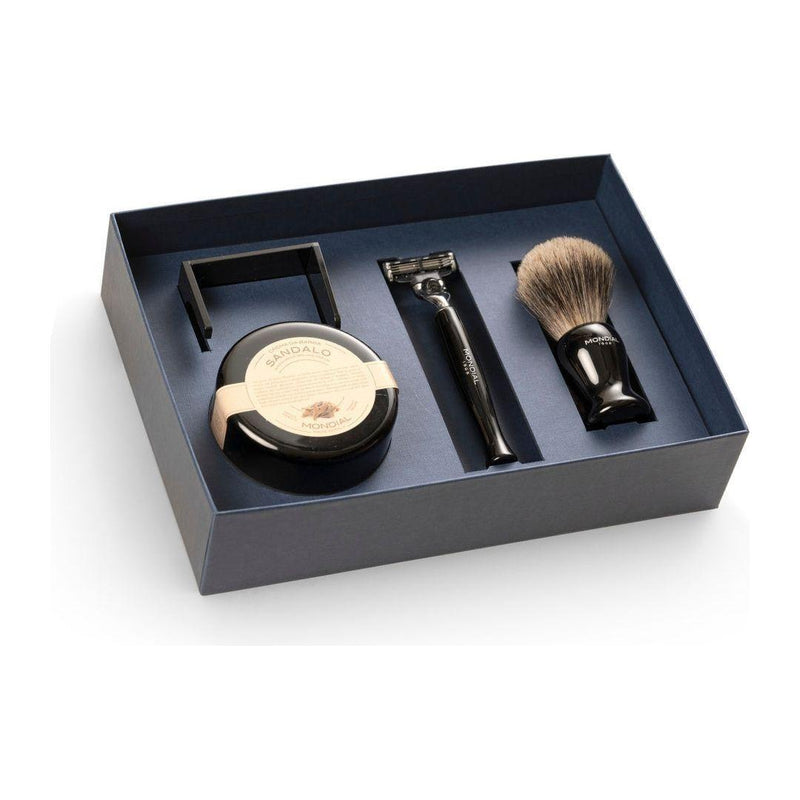 Mondial Mondial - 4-Piece Wet Shaving Set: 'Gibson' Ebony Resin With Bergamot & Neroli P/E-6 Shaving Set
