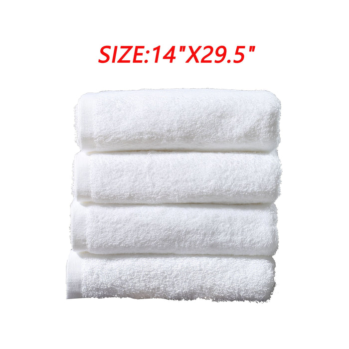 100% Cotton Premium White Hand Towels 14"X29.5" (Pack of 4)