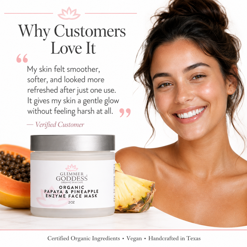 Glimmer Goddess® Organic Skin Care Organic Papaya Pineapple Enzyme Face Mask – Gentle Exfoliating Treatment Masks & Peels